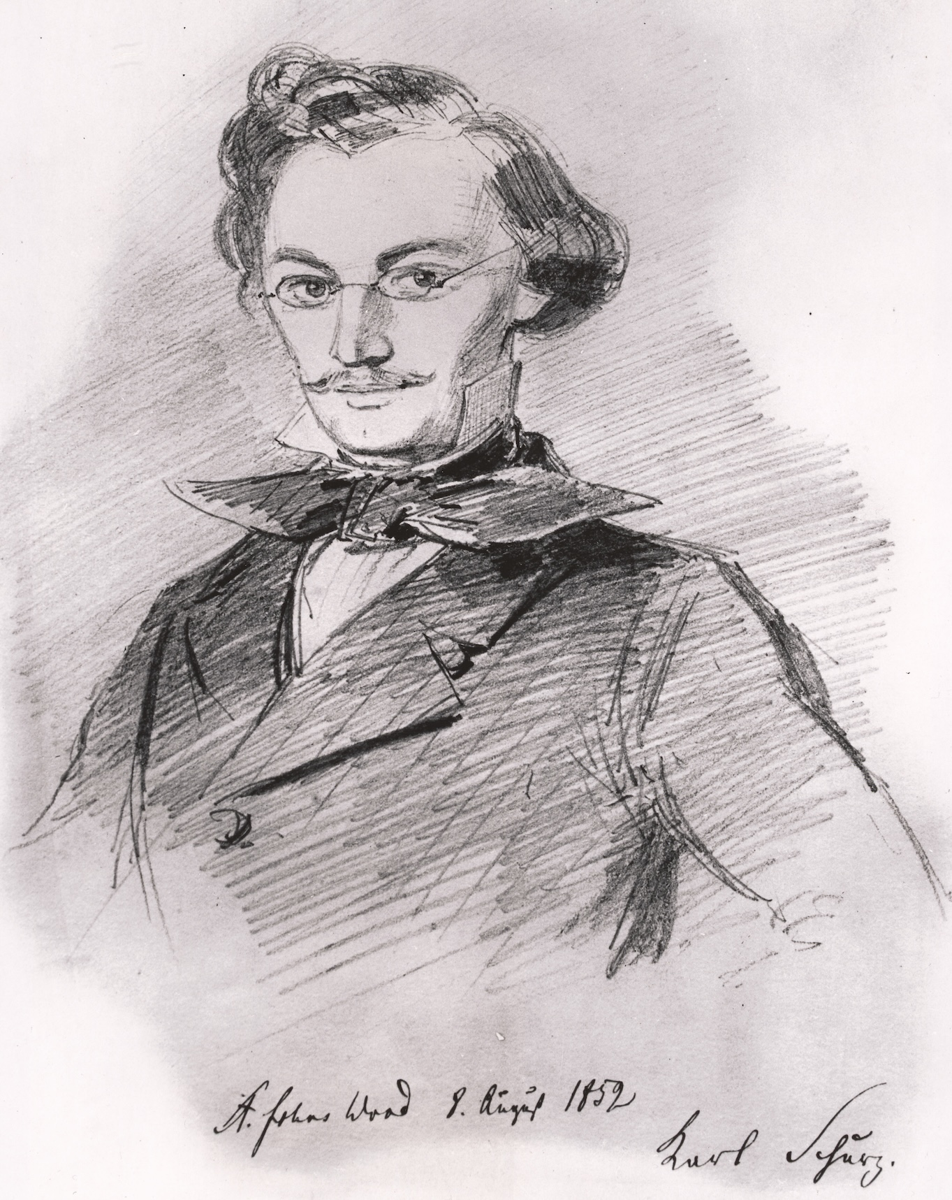"Artist's drawing of 23-year-old Carl Schurz, Secretary of the Interior under President Rutherford B. Hayes.", 08.08.1852