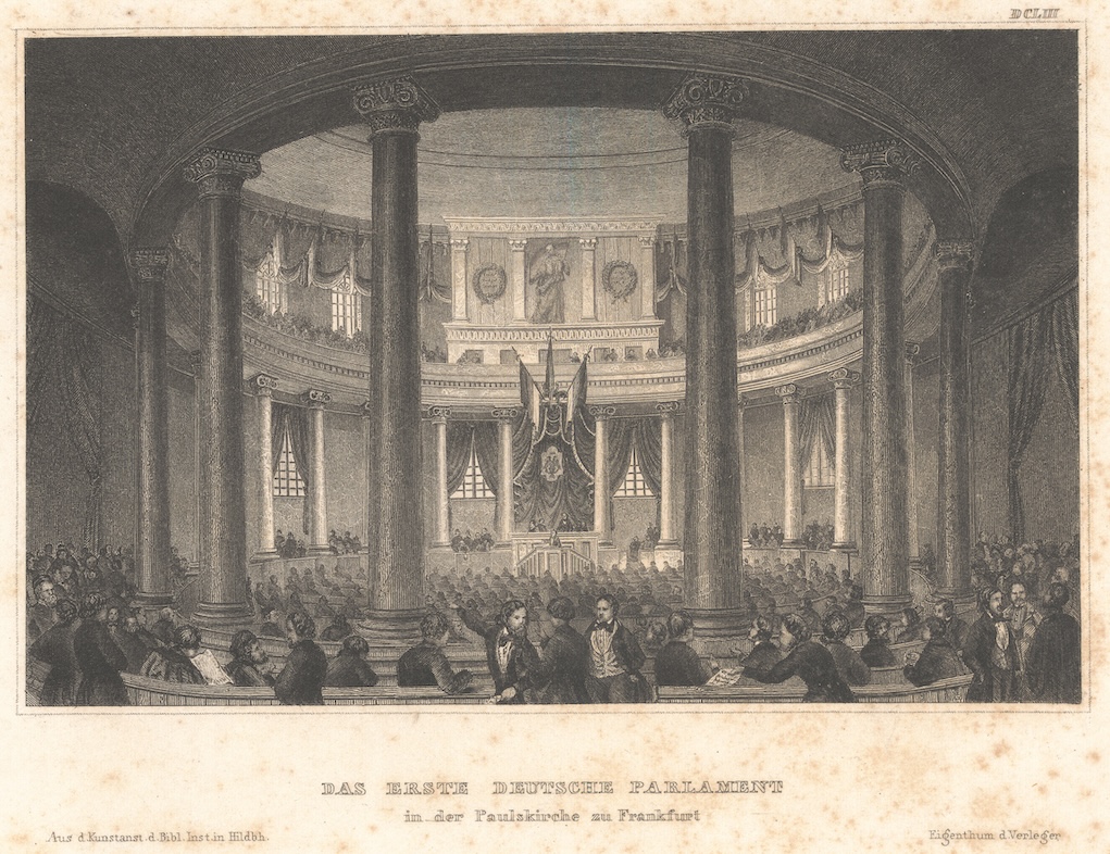 Das erste deutsche Parlament in der Paulskirche zu Frankfurt, ca. 1850