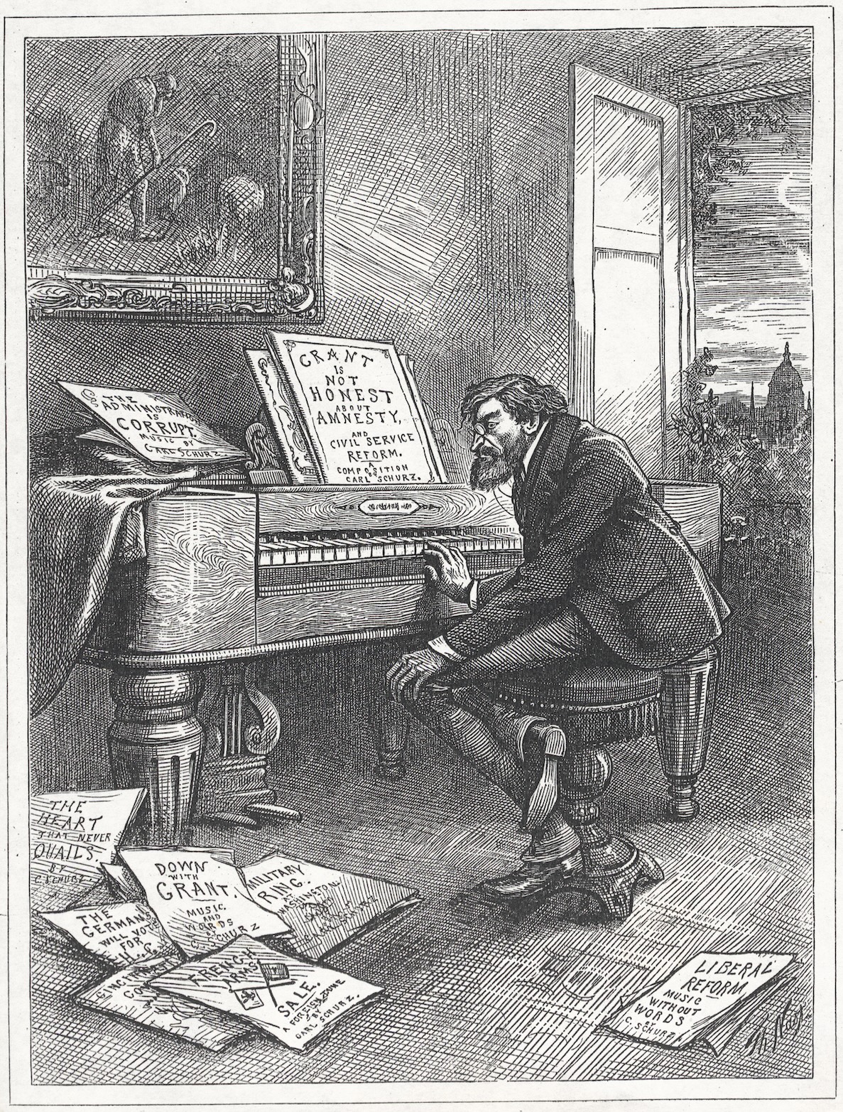 Karikatur über Carl Schurz von Thomas Nast