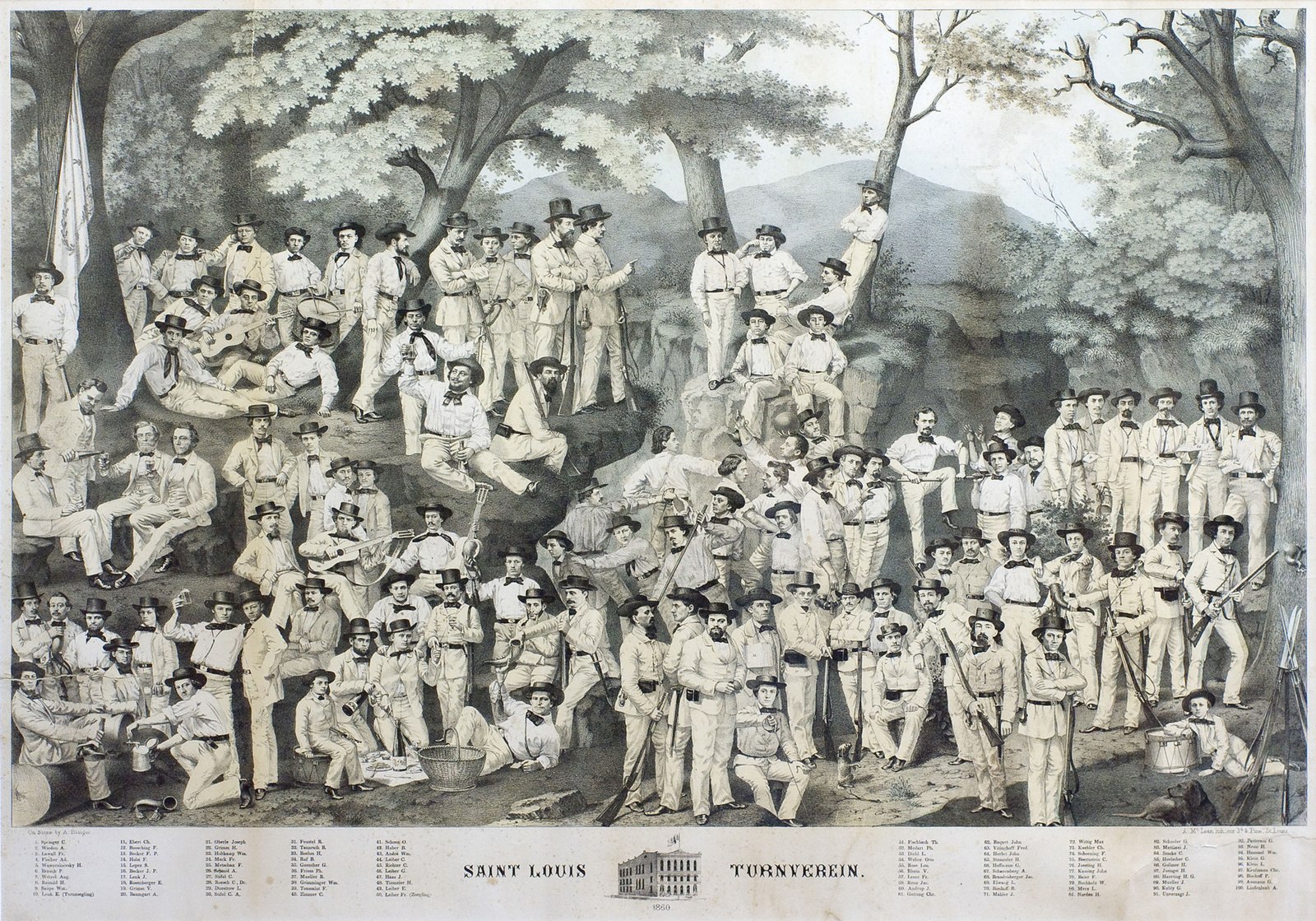 Group portrait of the St. Louis Turnverein in 1860.