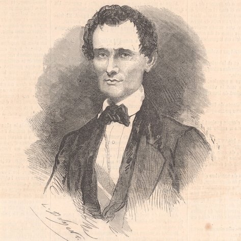 Ausschnitt aus Le Monde Illustré, Holzstich in Passepartout. Bildunterschrift: Abraham Lincoln, Nouveau Président des États-Unis, 1860