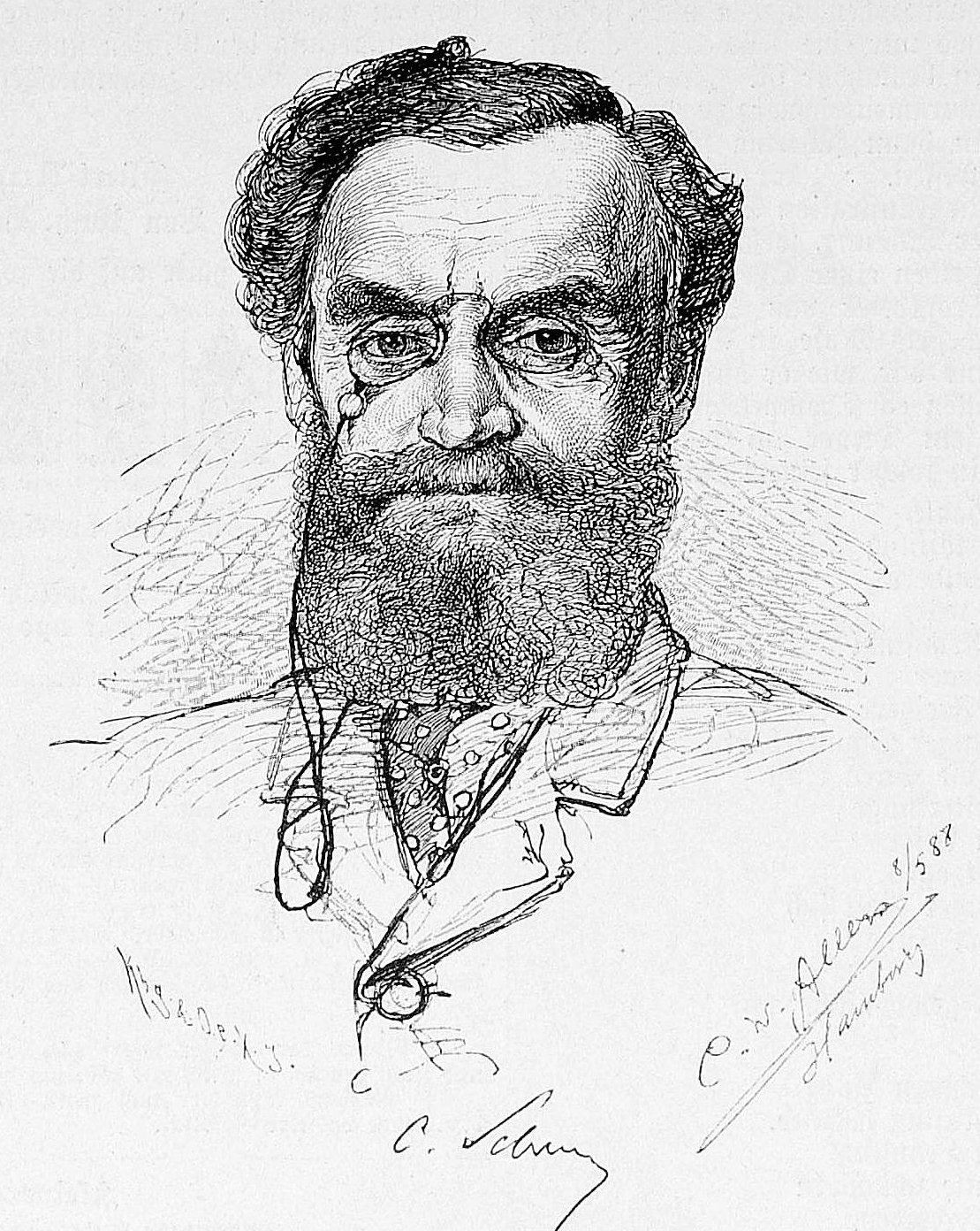 Carl Schurz gezeichnet von C. W. Allers am 8. Mai 1888